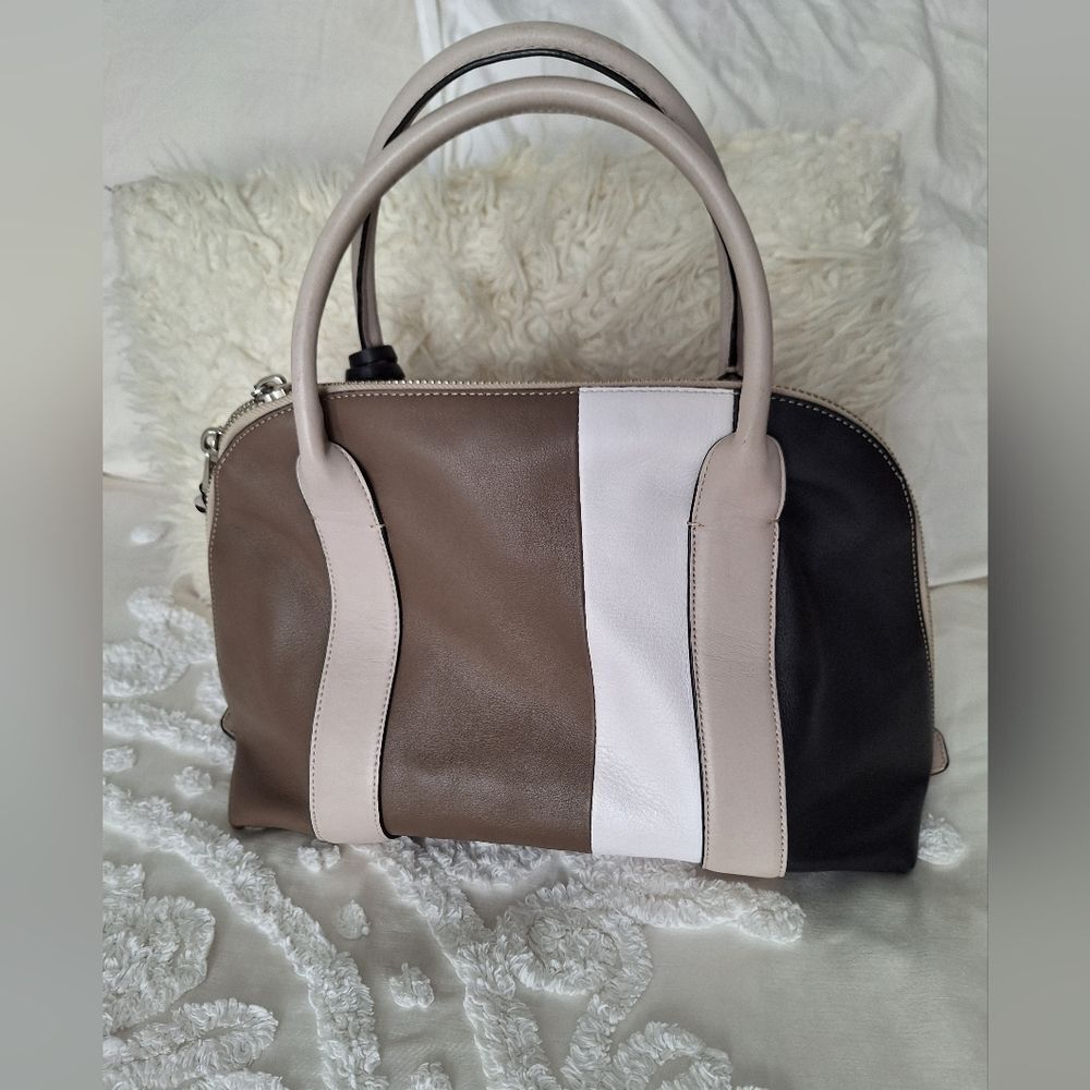 Coach Color Block Black, White, Brown, Leather Purse, Bowling Bag - Picture 13 of 16